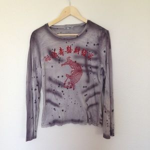 Lucky Brand Koi Long Sleeve Tshirt women's XL